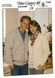 Peter Gregory 7168 - Cardigan Knitting Pattern - 32/34 - 44/46 inches