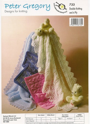 Peter Gregory 733 - Baby's Blankets and Shawl Knitting Pattern
