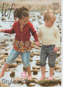 Stylecraft 8242 - Child's Sweater and Cardigan Knitting Pattern - 20-30 inches