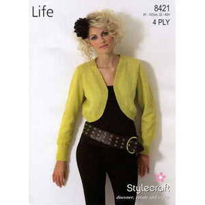 Stylecraft 8421 - Shrug Knitting Pattern - 32-42 Inches