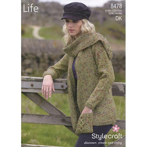Stylecraft 8478- Jacket and Scarf Knitting Pattern - 32/34-44/46 Inches