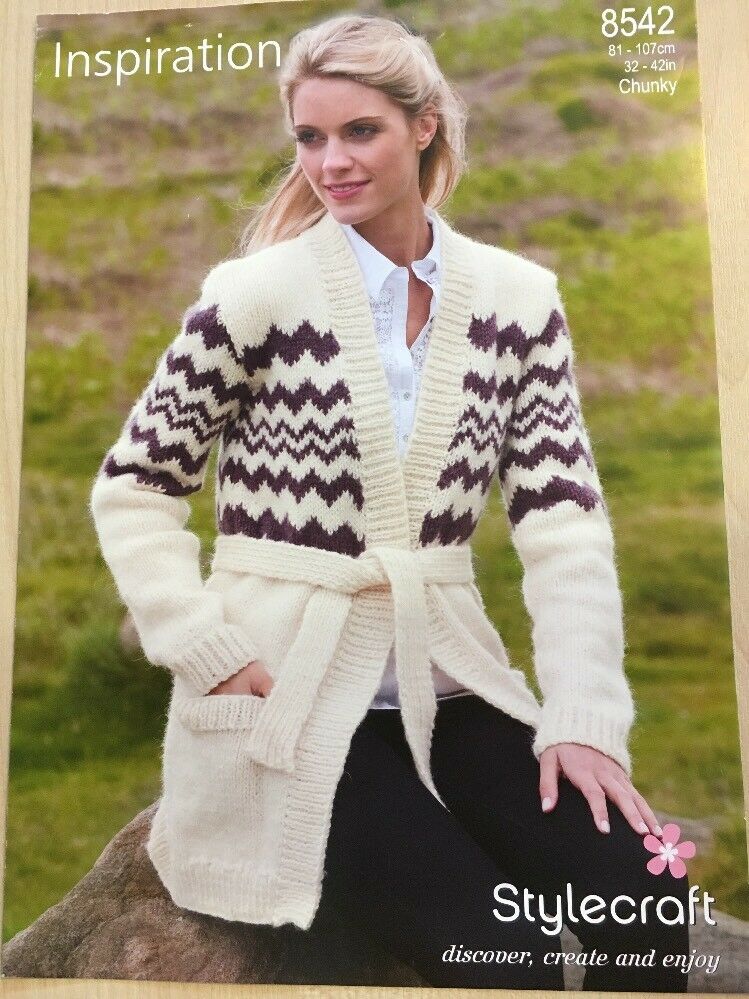 Stylecraft 8542 - Adult Cardigan Knitting Pattern - 32-42 inches – Make ...