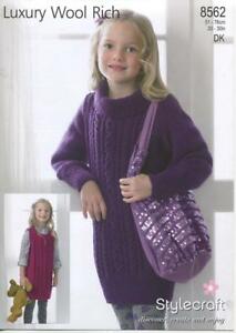 Stylecraft 8562 - Child's Sweater Dress and Tunic Knitting Pattern - 20-30 inches