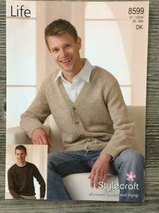 Stylecraft 8599 - Cardigan and Jumper Knitting Pattern - 38-48 Inches