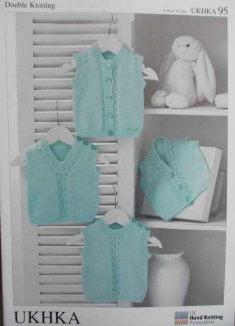 UKHKA 95 - Baby Pullovers and Waistcoats Knitting Pattern - 12-22 Inches