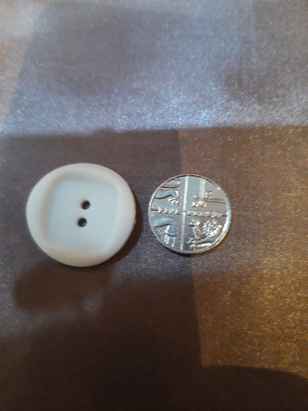 White Button With Square Cut Out