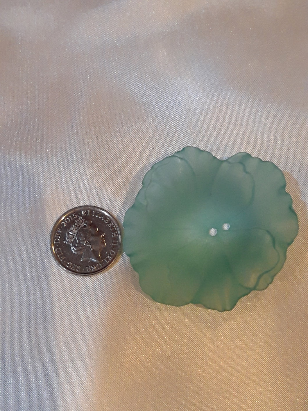 Large Pale Turquoise Flower Button