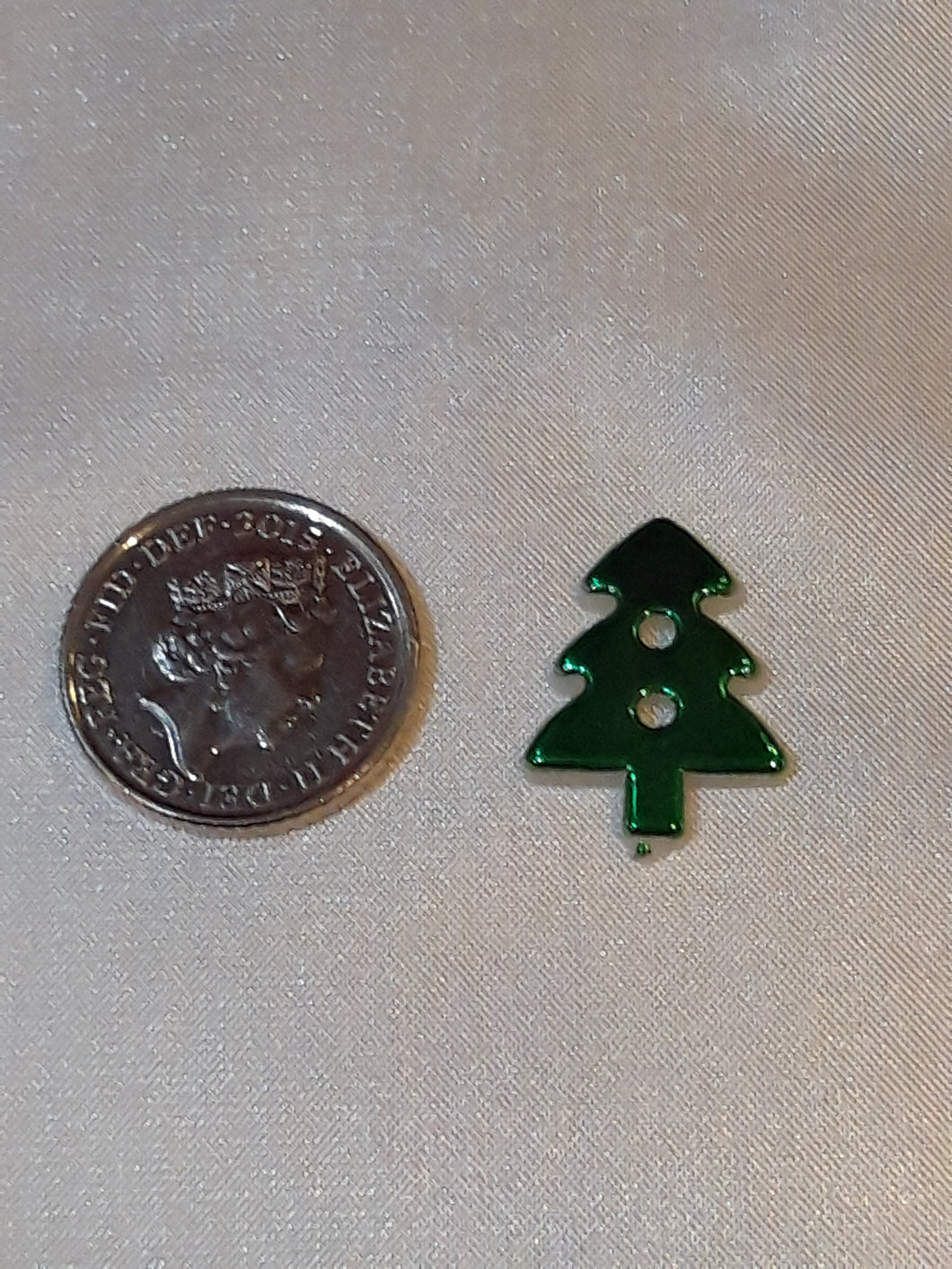 Shiny Green Christmas Tree Button