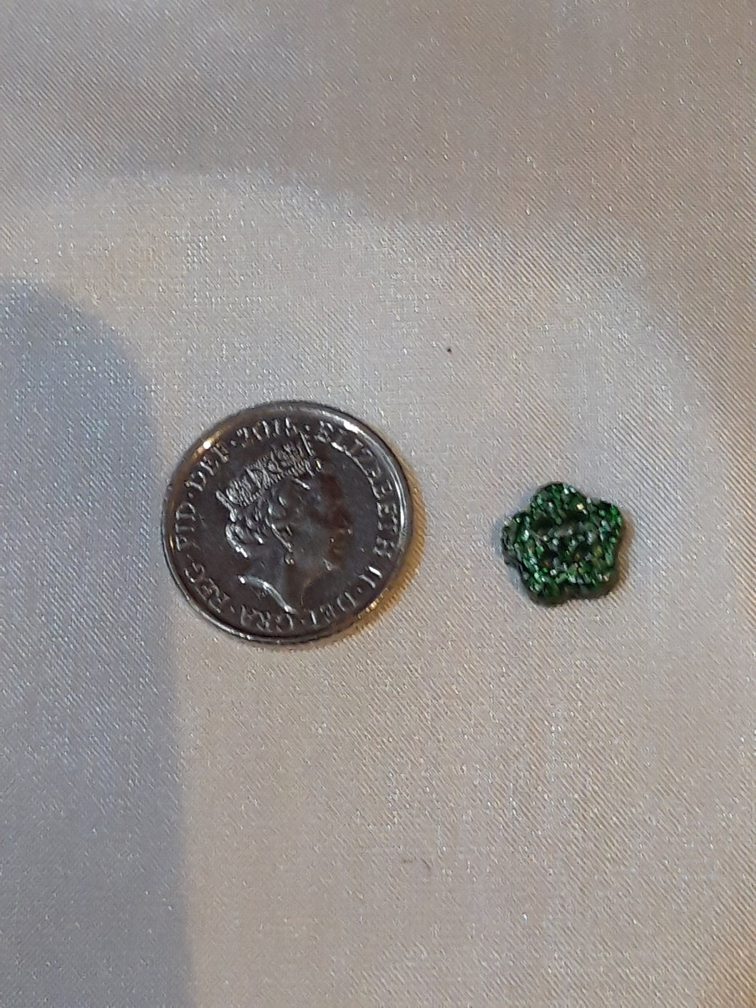 Extra Extra Small Glittery Green Flower Button