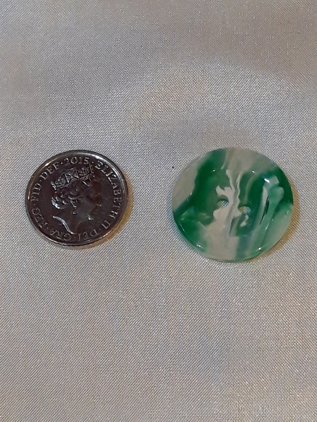 Green and White Button