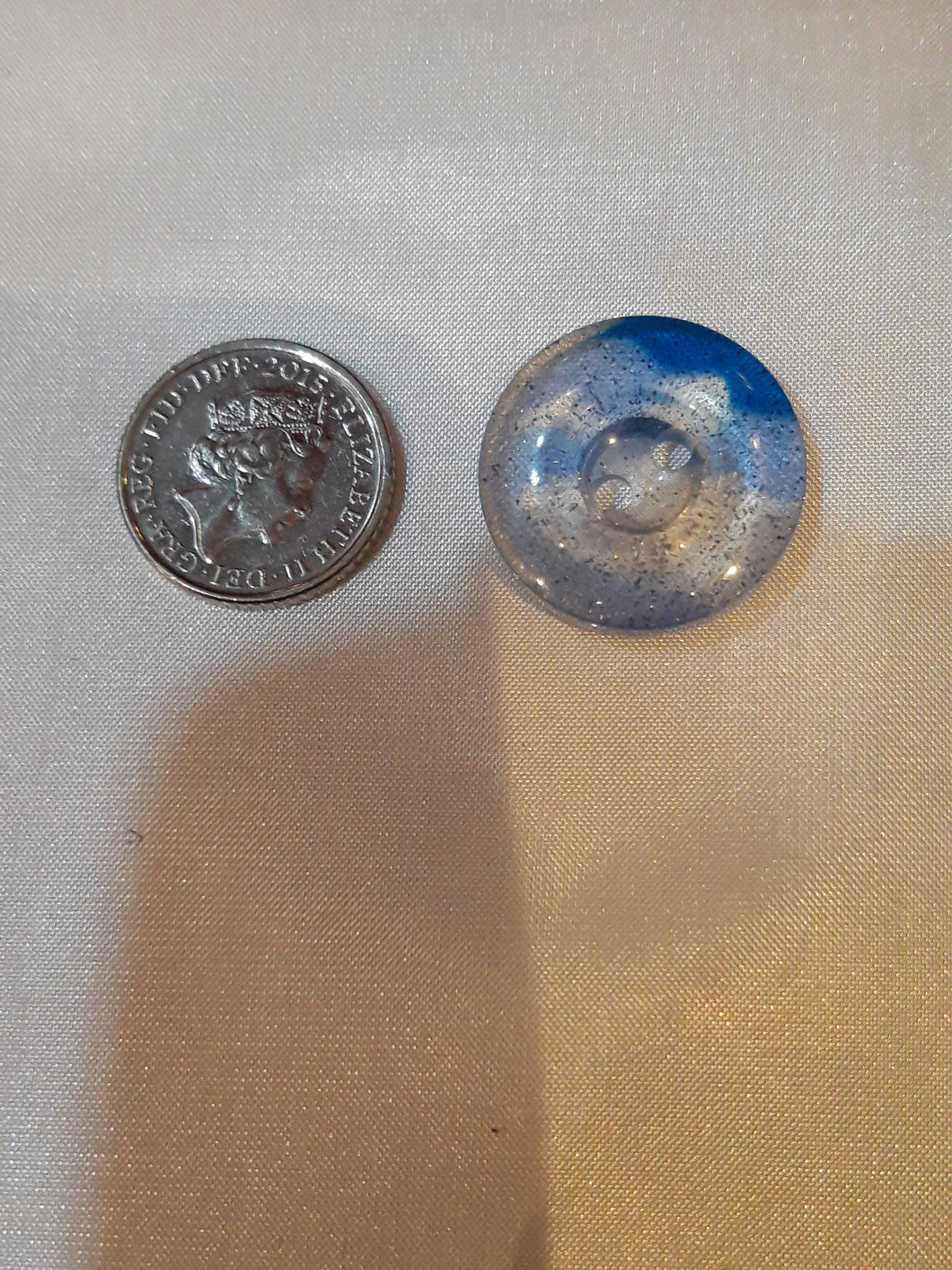 Large Glittery Blue and Clear Button