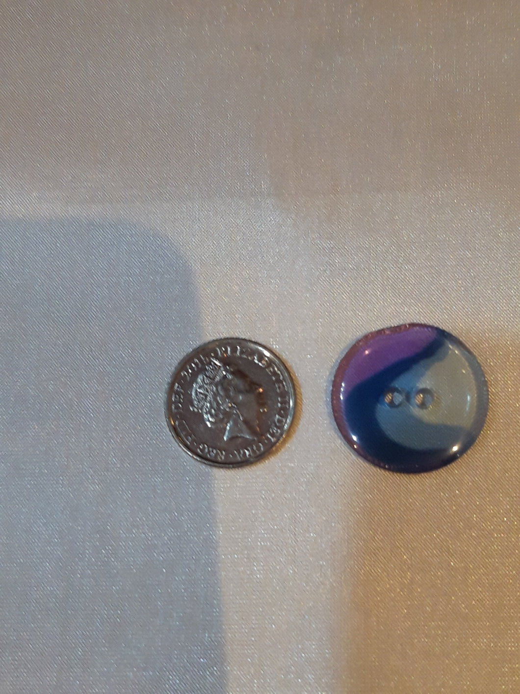 Large Blue, Purple and Clear Button