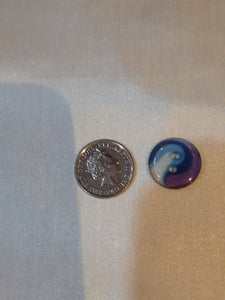 Medium Blue, Purple and Clear Button