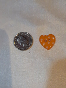 Orange and White Spotty Heart Button
