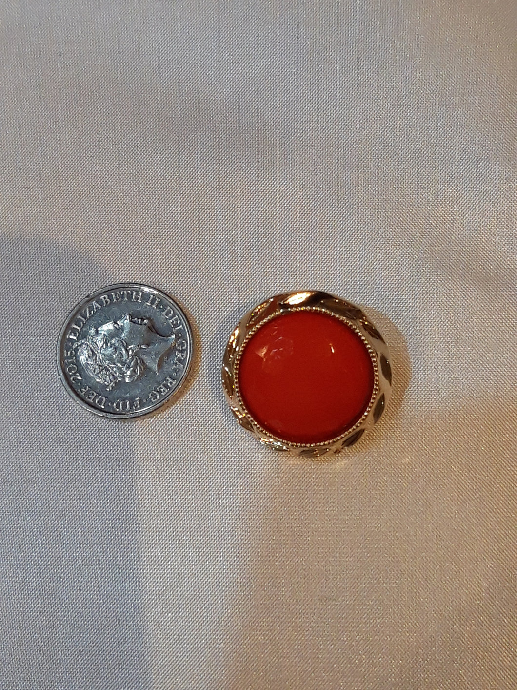 Red Shank Button with a Gold Edge