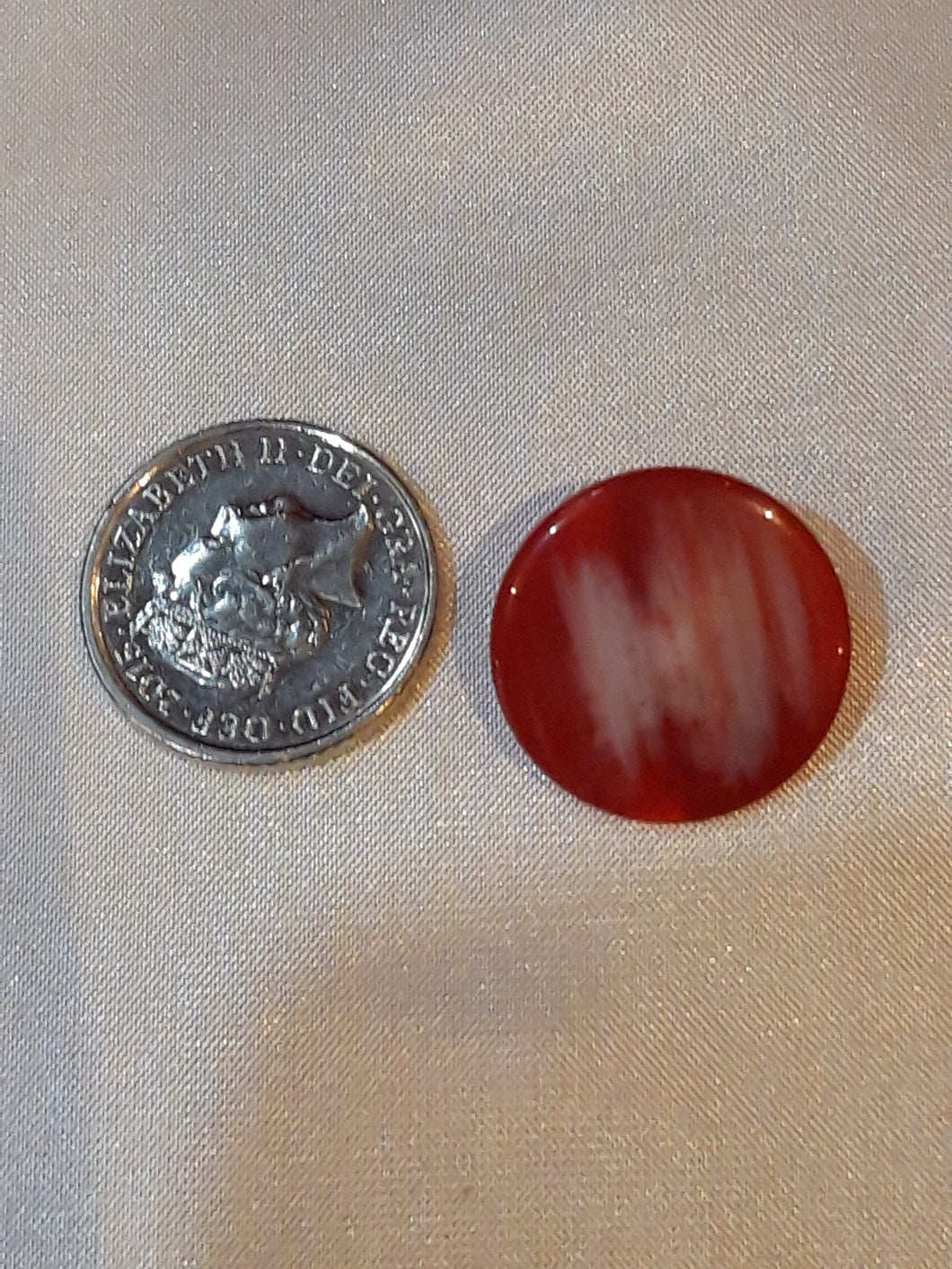 Medium Dark Red and White Button