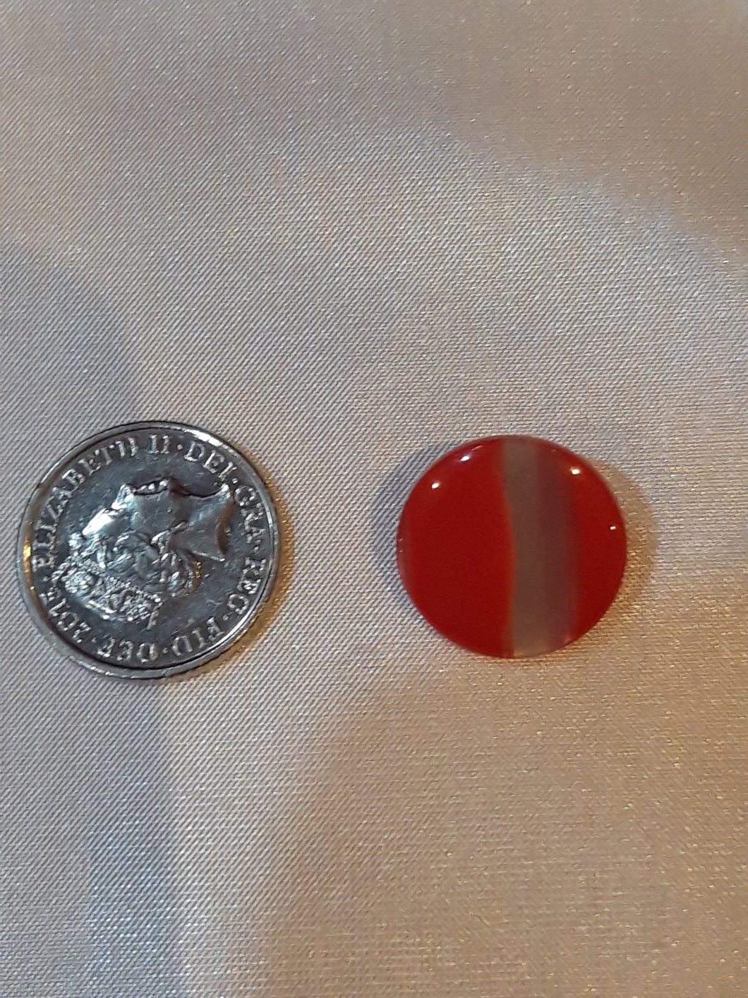 Small Red and White Button