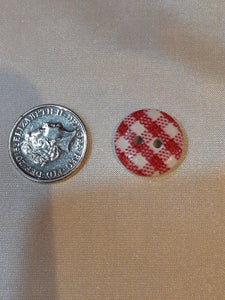 Cerise and White Check Bamboo Button