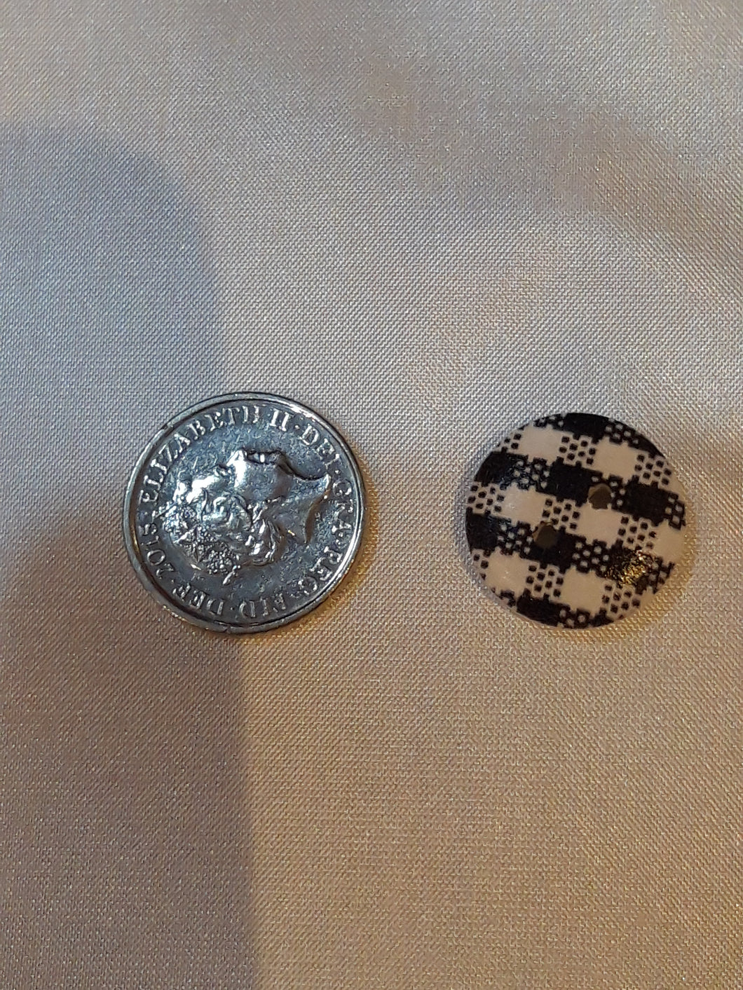 Black and White Check Bamboo Button