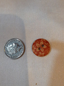 Pale Red Patterned Bamboo Button