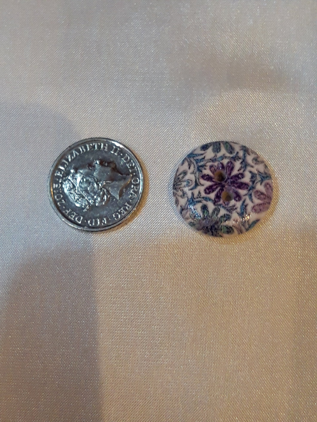 Purple and Blue Floral Bamboo Button