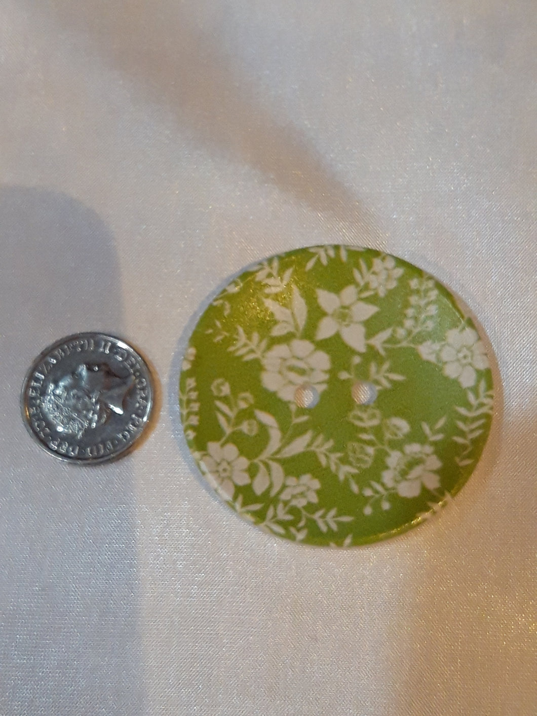 Extra Large Green Floral Bamboo Button
