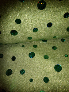 Green Mesh Sequin Clearance Fabric