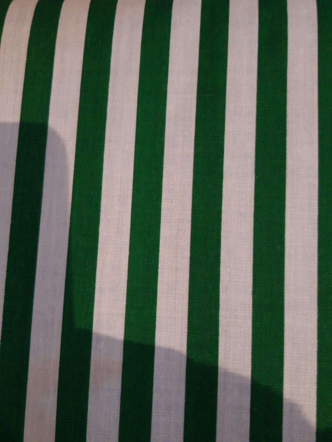 Green and White Stripe Poly Cotton Clearance Fabric