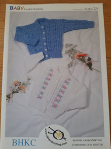 BHKC 24 - Baby Double Knitting Pattern - Cardigan - 16"-24"
