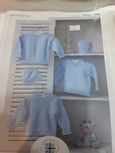 UKHKA 108 - Baby Double Knit - Jumpers and Hat - 12"-20"