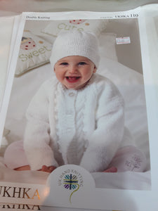 UKHKA 110 - Baby Double Knit - Cardigan, Hat and Blanket - 12"-20"