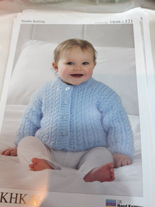 UKHKA 121 - Baby Double Knit - Cardigan, Hat and Blanket - 12"-20"