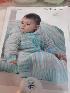 UKHKA 132 - Baby Double Knit - Cardigan and Blanket - 12"-20"