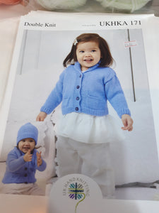 UKHKA 171 - Baby Double Knit - Jacket, Blanket and Hat - 12"-20"