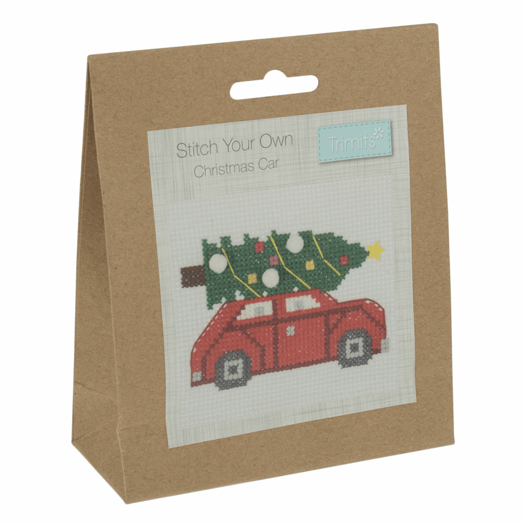 Mini Counted Cross Stitch Kit  - Christmas Car