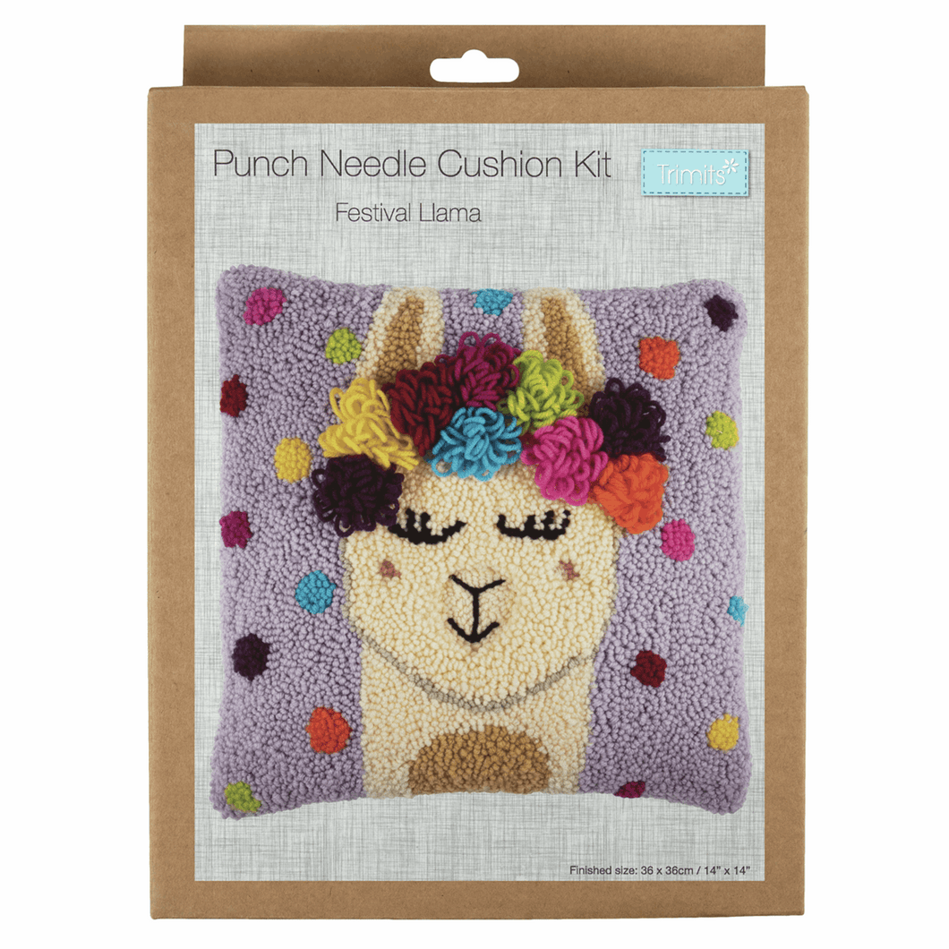 Punch Needle Cushion Kit  - Festival Llama