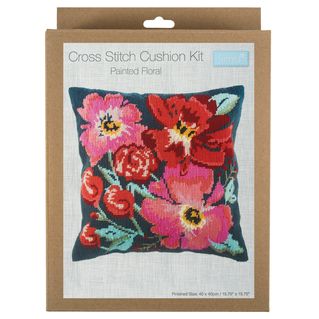 Half Stitch Cushion Kit  - Painted Floral