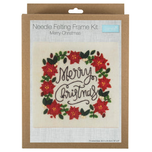 Needle Felting Kit With Frame - Merry Christmas Poinsetta