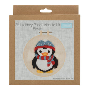 Embroidery Punch Needle Hoop Kit  - Penguin