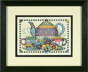 Counted Cross Stitch Kit - Teatime Pansies