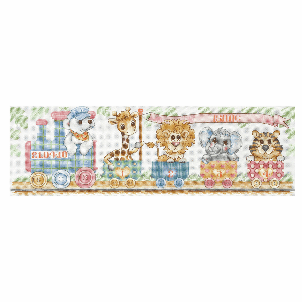 Counted Cross Stitch Kit - Baby Birth Record - Train