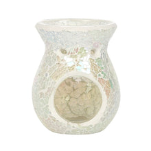 Load image into Gallery viewer, Small White Iridescent Crackle Oil Burner
