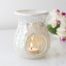 Load image into Gallery viewer, Small White Iridescent Crackle Oil Burner
