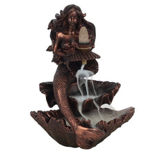 Load image into Gallery viewer, Bronze Effect Mermaid Backflow Incense Burner
