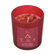 Load image into Gallery viewer, Fire Element Juniper Berry Crystal Chip Candle
