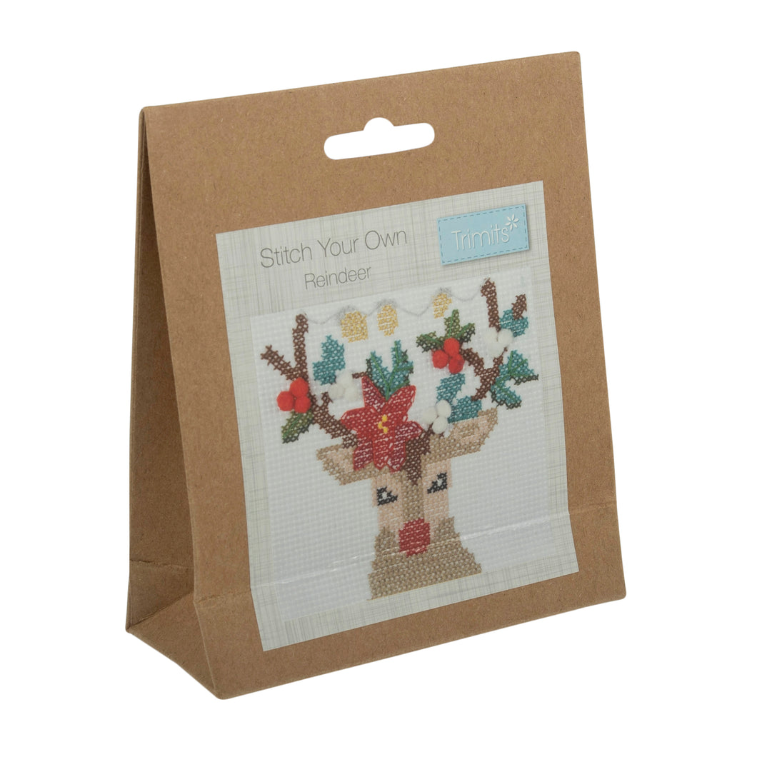 Mini Counted Cross Stitch Kit  - Reindeer